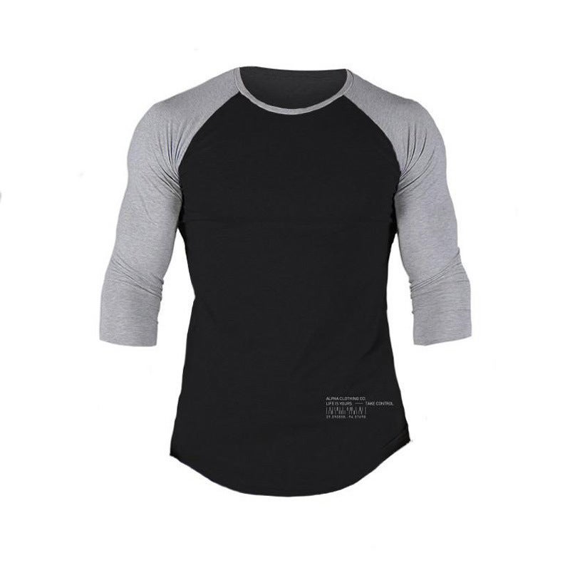Muscle Maiba Comprehensive Training Tight-fit Sports T-shirt Color-matching Long-sleeved Men's Training Clothes Base Shirt Casual Round Neck Long-sleeved - Image 1