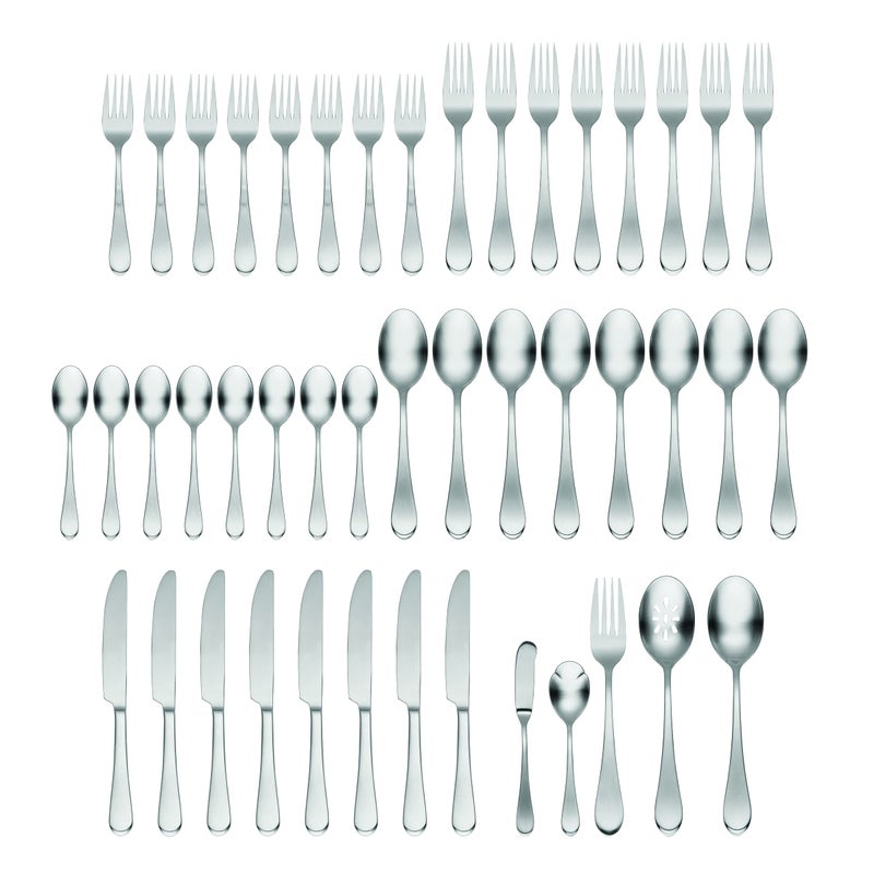 Oneida H326045Al20 Satin Icarus 45 Piece Everyday Flatware Set Service For 8