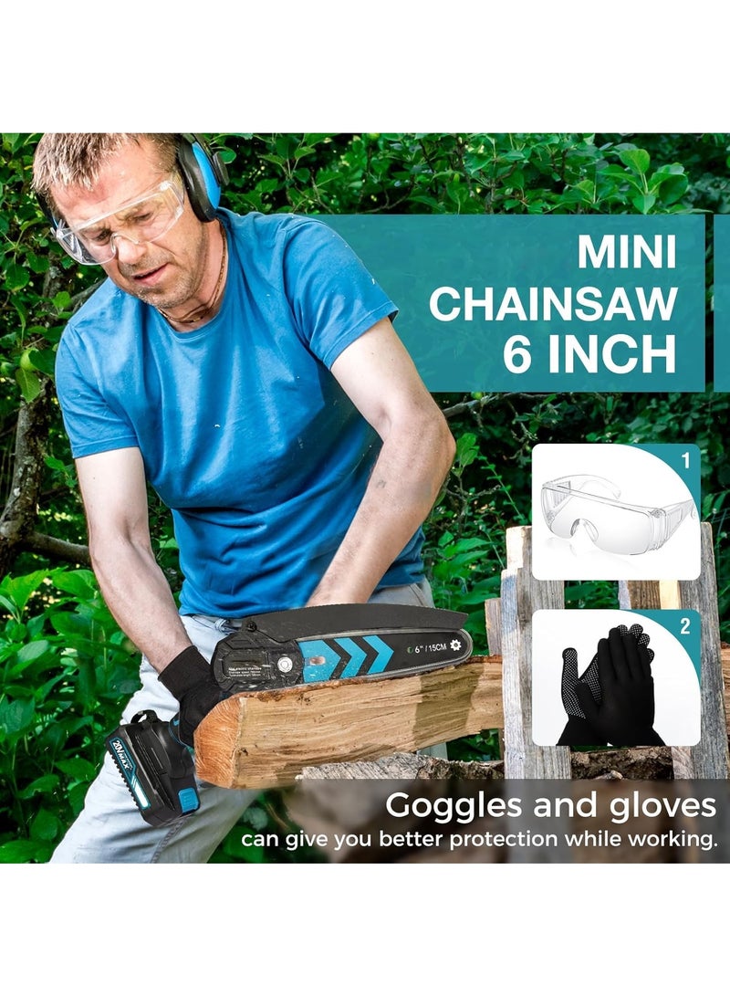 TAZEET 6-Inch Cordless Mini Chainsaw Kit, 20V with 2 x 1500mAh Batteries and 3 Extra Chains, One-Hand Pruning Saw for Branches up to 4 Inches - Image 3