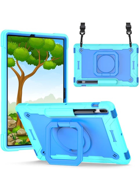 Case for Galaxy Tab S7 FE 2021 /S7 plus 2020 /S8 plus/S9 FE Plus 2023 12.4 inch , Shockproof Rugged Case, Full Protective Shoulder Strap Tablet Case