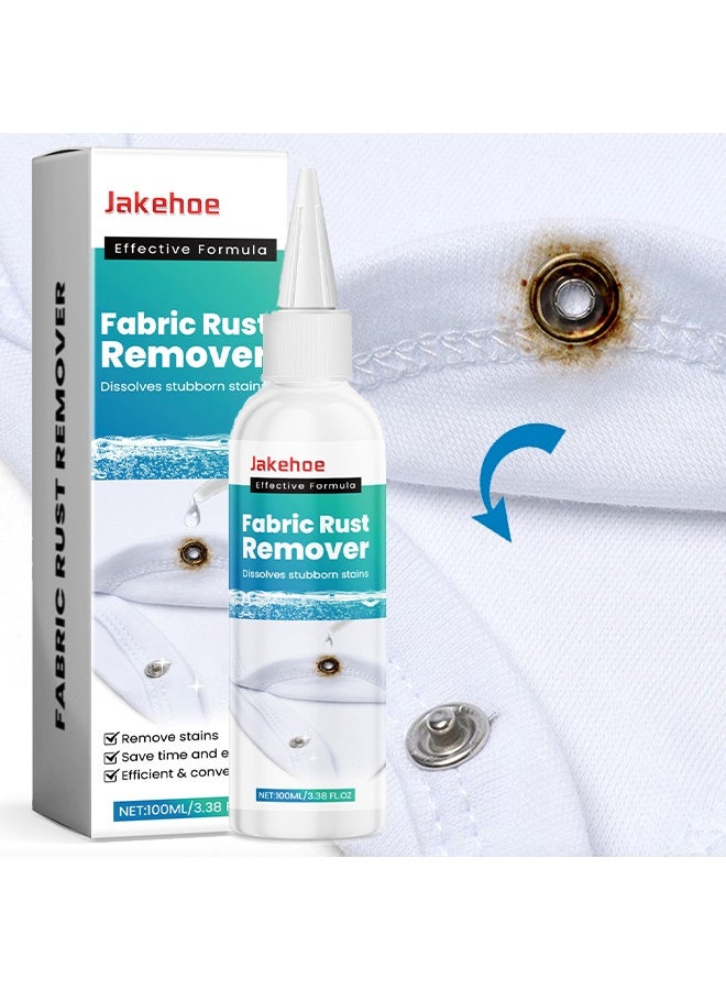Jakehoe مزيل صدأ الأقمشة، مزيل بقع الصدأ للملابس، تحسين إزالة بقع الصدأ من الأقمشة - مزيل بقع متعدد الاستخدامات، سهل الاستخدام للغسيل وجميع الملابس، 100 مل - Image 1
