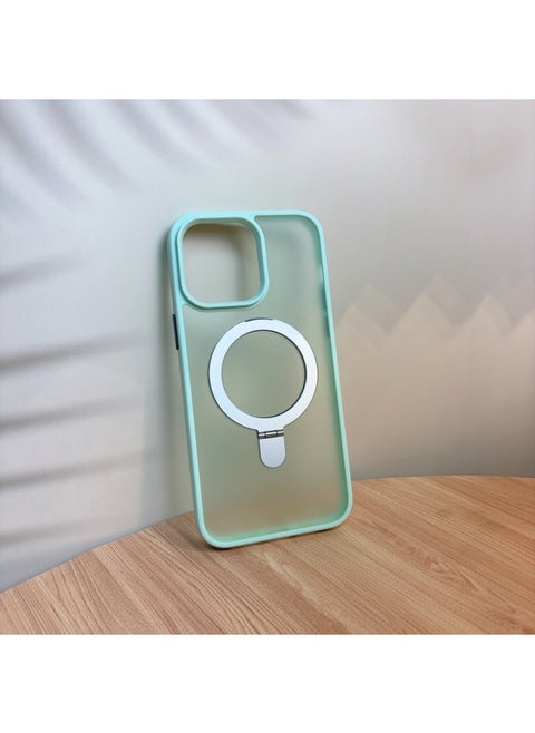 Applicable To For Iphone 16ProMax Mobile Phone Case For Iphone15 Bracket Magnetic Absorption Anti-fall Q1 Frosted Skin Feeling Fulcrum Factory-Color:Fluorescent Green [transparent White]-Applicable Models:For Iphone 13