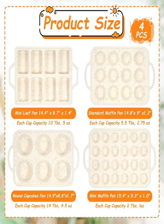 SHENLIU 4 Pcs Silicone Baking Pan Set, Mini Muffin Pan For Baking With Metal Reinforced Frame, Nonstick Loaf, Mini Muffin, Round Pans, Cupcake Baking Pans Molds for Oven, Dishwasher Safe Brownie Pan - Image 2