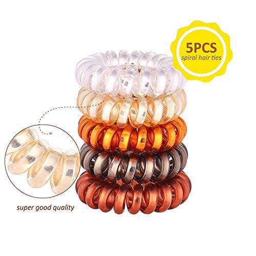 Belicia 5pcs Hair Coils Spiral Hair Ties Ponytail Holder Traceless Hair Bands5 Colors Mini Size - Image 4