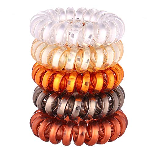 Belicia 5pcs Hair Coils Spiral Hair Ties Ponytail Holder Traceless Hair Bands5 Colors Mini Size - Image 1