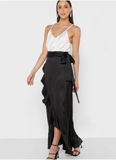 High Waist Ruffle Detail Wrap Skirt