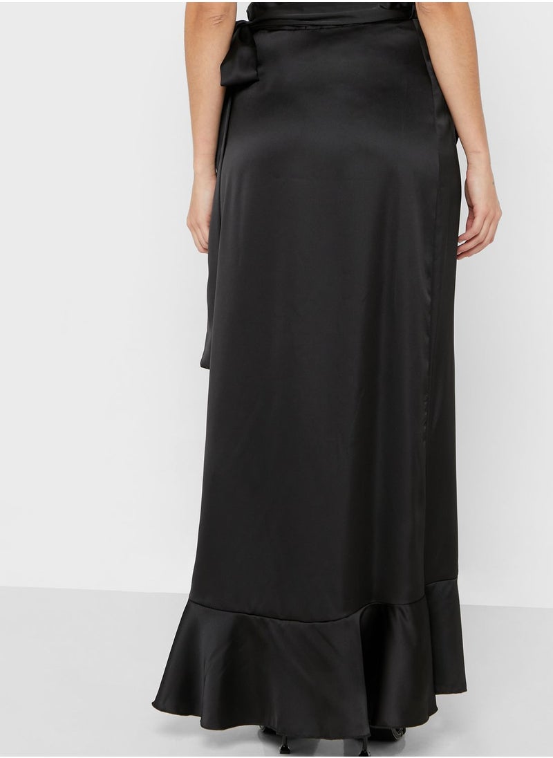 John Zack - High Waist Ruffle Detail Wrap Skirt - Image 1