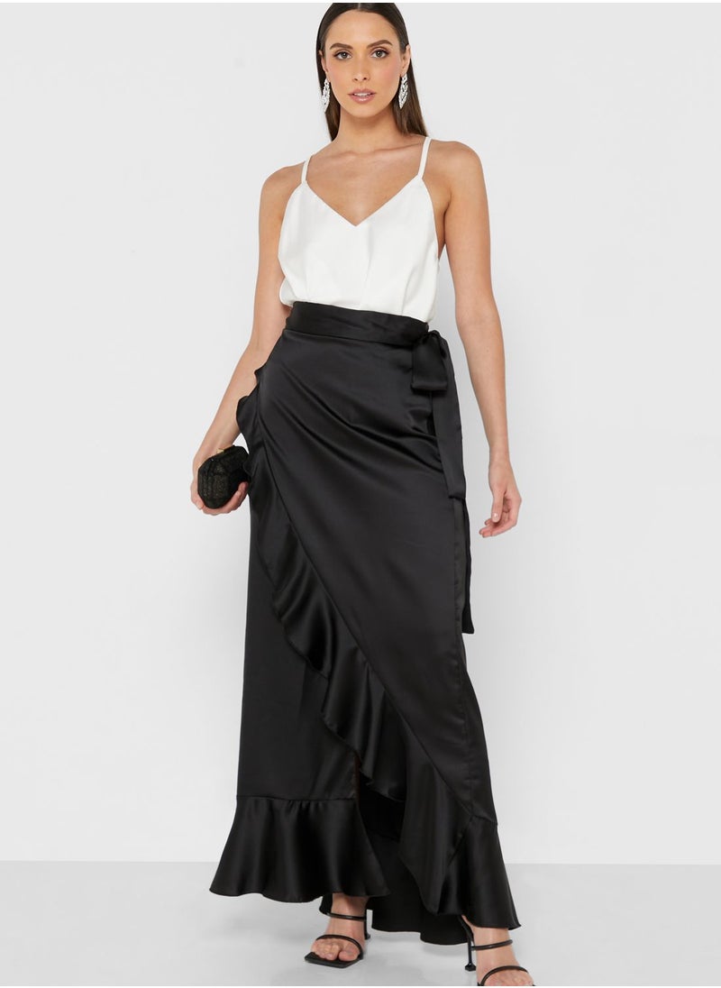 John Zack - High Waist Ruffle Detail Wrap Skirt - Image 1