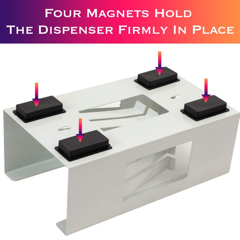 Ehomea2Z Magnetic Glove Dispenser Tissue Holder White Commercial Quality Wall Mount Fridge Office Garage Kitchen Hospital Tool Box (1  White) - Image 4