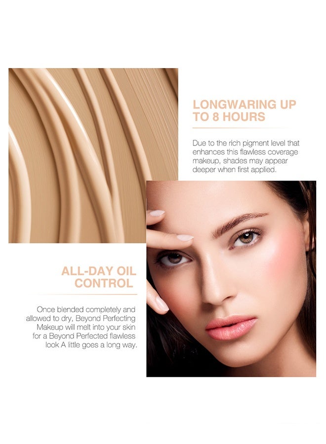 O.TWO.O Full Coverage Liquid Foundation, Smoothing Makeup Base Concealer Foundation, Matte Wear Concealer Sun Block Cream, Minimizes Pores, Hides Wrinkles - Advanced Real Moisture Foundation #06 Beige - Image 4