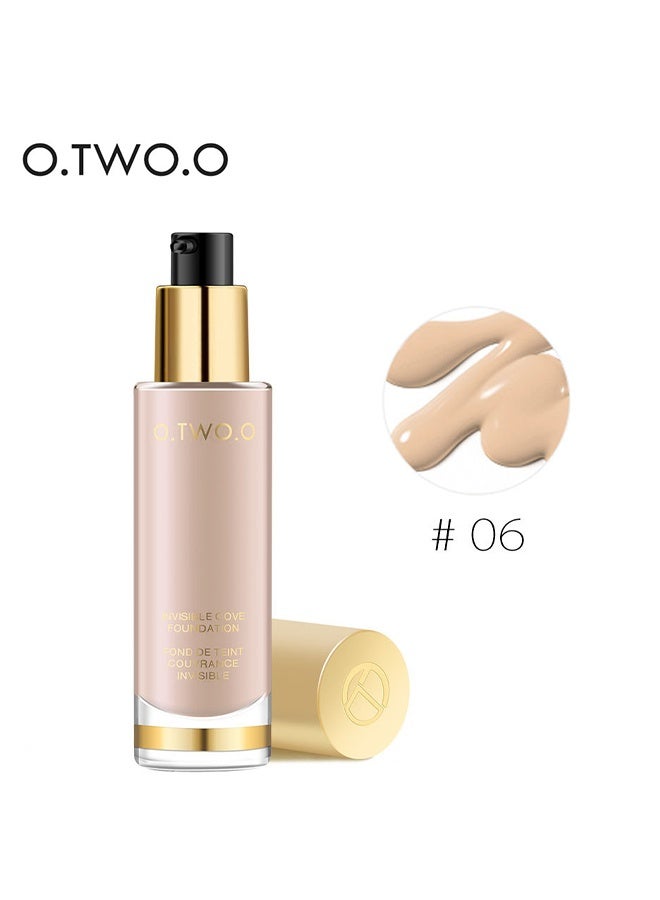 O.TWO.O Full Coverage Liquid Foundation, Smoothing Makeup Base Concealer Foundation, Matte Wear Concealer Sun Block Cream, Minimizes Pores, Hides Wrinkles - Advanced Real Moisture Foundation #06 Beige - Image 2