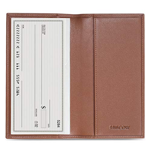 HISCOW Minimalist Checkbook Cover Full Grain Leather Premium Cognac - Image 1