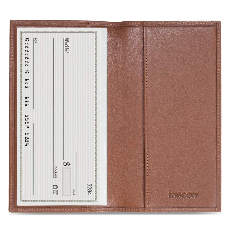 HISCOW Minimalist Checkbook Cover Full Grain Leather Premium Cognac - Image 2