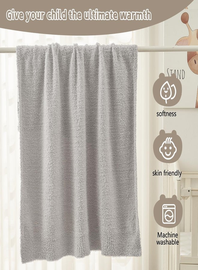 CYMULA Kids Throw for Boys and Girls 30 x 40 inches, Soft Cozy Cute Swaddle Fleece Throw, Light Grey - Image 5