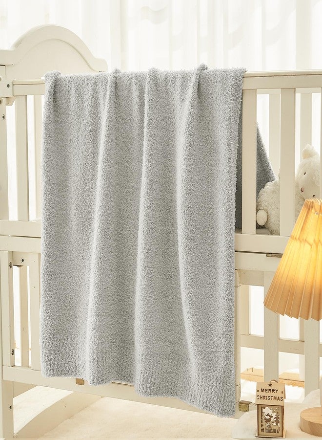 CYMULA Kids Throw for Boys and Girls 30 x 40 inches, Soft Cozy Cute Swaddle Fleece Throw, Light Grey - Image 3