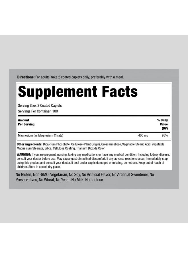 Piping Rock - Magnesium Citrate ; 200 Mg ; 200 Caplets ; Vegetarian Nongmo Gluten Free Supplement ; By Piping Rock - Image 1