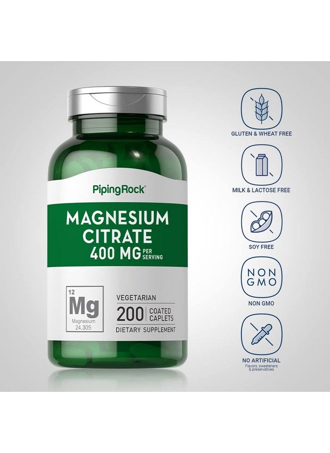 Piping Rock - Magnesium Citrate ; 200 Mg ; 200 Caplets ; Vegetarian Nongmo Gluten Free Supplement ; By Piping Rock - Image 1