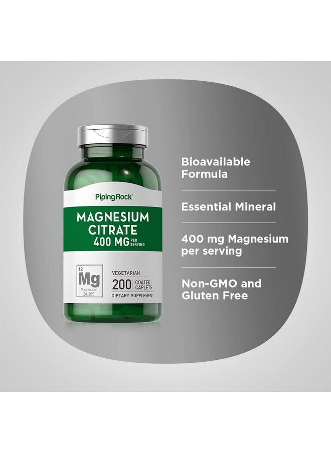 Piping Rock - Magnesium Citrate ; 200 Mg ; 200 Caplets ; Vegetarian Nongmo Gluten Free Supplement ; By Piping Rock - Image 1