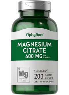 Magnesium Citrate ; 200 Mg ; 200 Caplets ; Vegetarian Nongmo Gluten Free Supplement ; By Piping Rock
