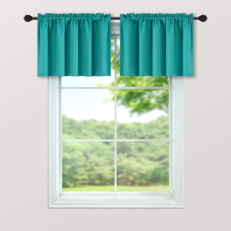 Mrs.Naturall Mrs.Naturall Teal Valances for Windows 2 Pack 18 Inch Length Pole Pocket Light Blocking Blackout Window Valances for Bathroom Bedroom  - Image 3