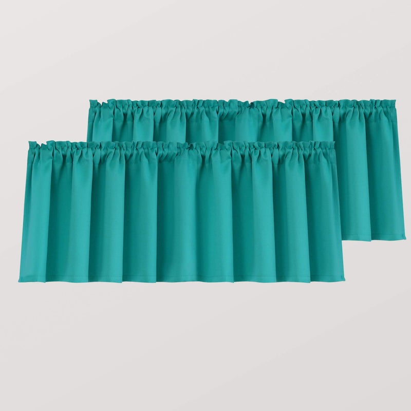 Mrs.Naturall Mrs.Naturall Teal Valances for Windows 2 Pack 18 Inch Length Pole Pocket Light Blocking Blackout Window Valances for Bathroom Bedroom  - Image 1