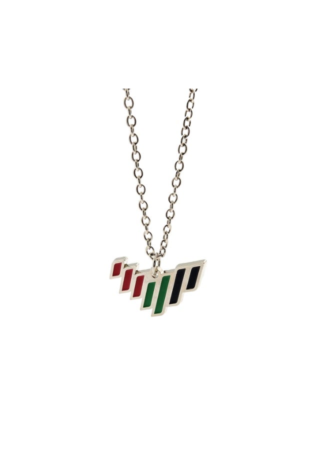 Kipfy UAE National Spirit of the Union, National Day Dubai Flag Enamel Pendant, Silver Chain, Red, Green and - Image 1