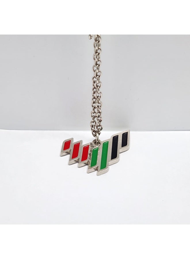 Kipfy UAE National Spirit of the Union, National Day Dubai Flag Enamel Pendant, Silver Chain, Red, Green and - Image 2