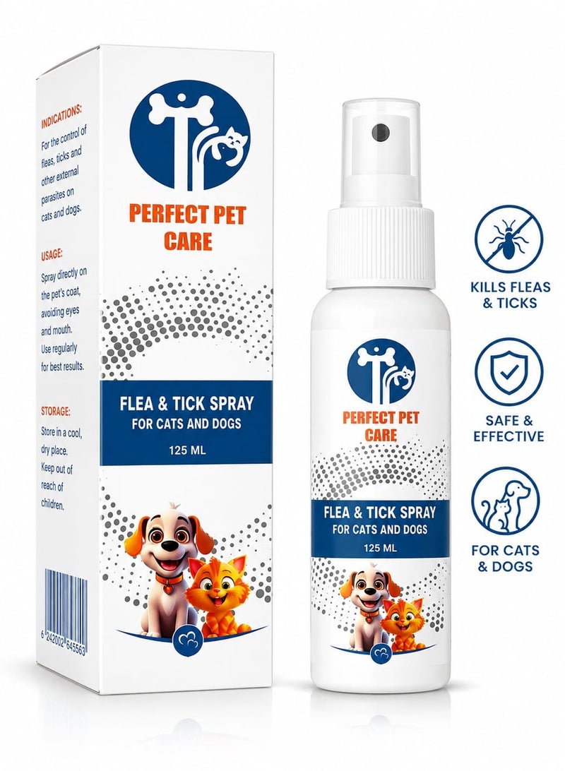 🐶🐱 بخاخ مكافحة البراغيث والقراد للقطط والكلاب 125 مل 🐱 Perfect Pet Care 🐶 يخفف الحكة ويحمي من الطفيليات الخارجية