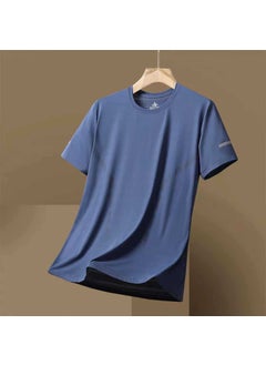 Mens Summer Ice Silk Quick-Dry Loose Tee M32 Fog Blue