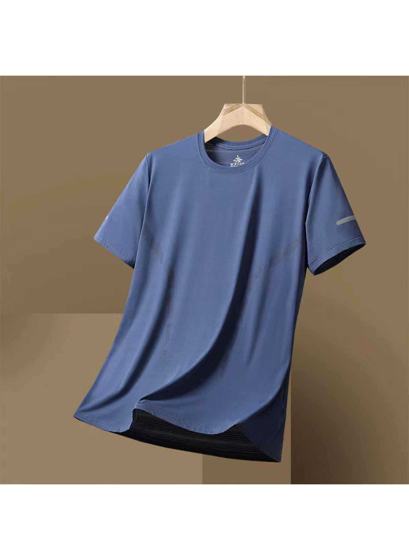Generic - Mens Summer Ice Silk Quick-Dry Loose Tee M32 Fog Blue - Image 1