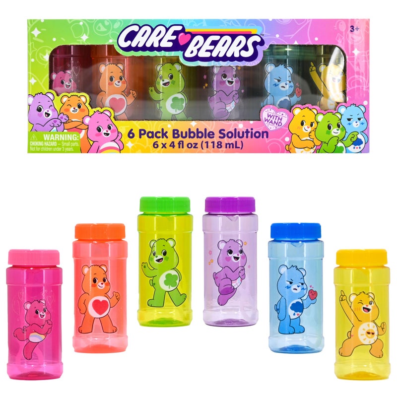 Care Bears مجموعة كير بيرز 6 عبوات محلول الفقاعات للأطفال خالي من المواد السامة وصبغات آمنة عصي الفقاعات للمتعة في الهواء الطلق حفلات عيد الميلاد اللعب الصيفي - Image 3