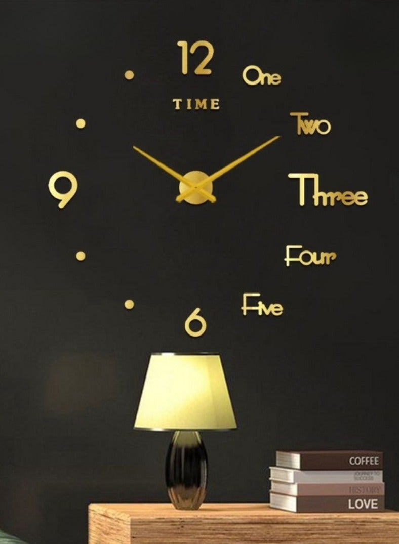 3D Decorative Wall Clock – Elegant Golden Wood with Clear Numbers - Image 1