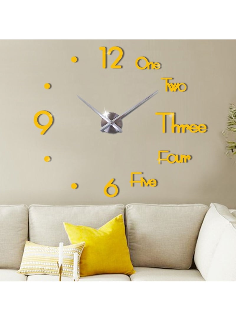 3D Decorative Wall Clock – Elegant Golden Wood with Clear Numbers - Image 2