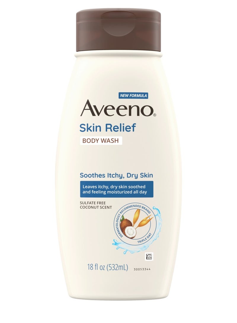 Aveeno Aveeno Skin Relief Body Wash with Coconut Scent, Soothes Dry,Itchy & Sensitive Skin, Sulfate Free,12 fl.oz (354 ml)  - Image 1