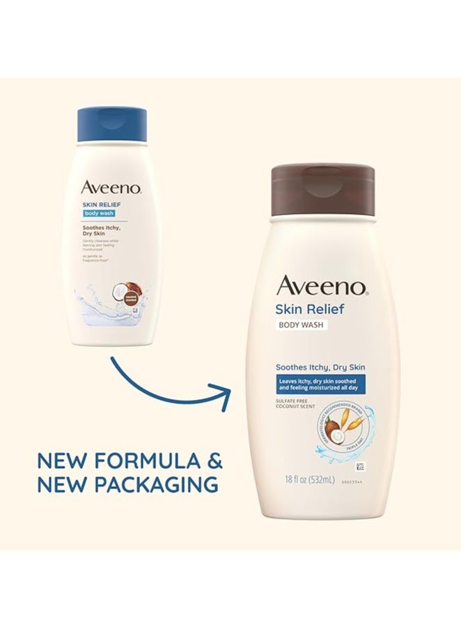 Aveeno Aveeno Skin Relief Body Wash with Coconut Scent, Soothes Dry,Itchy & Sensitive Skin, Sulfate Free,12 fl.oz (354 ml)  - Image 2