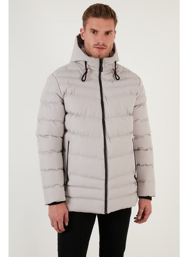 Buratti Slim Fit Hooded Coat with Pockets Men's Coat 6274818 - Image 5