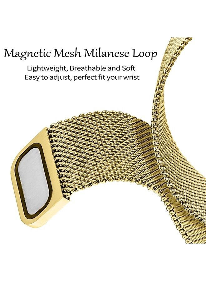 Joyozy Magnetic Band Compatible with Apple Watch Band 38mm 40mm 41mm 42mm 44mm 45mm Milanese Strap with Bling Glitter Case and Screen Protector Dressy Stainless Steel iWatch Loop for Women (Gold 42mm)