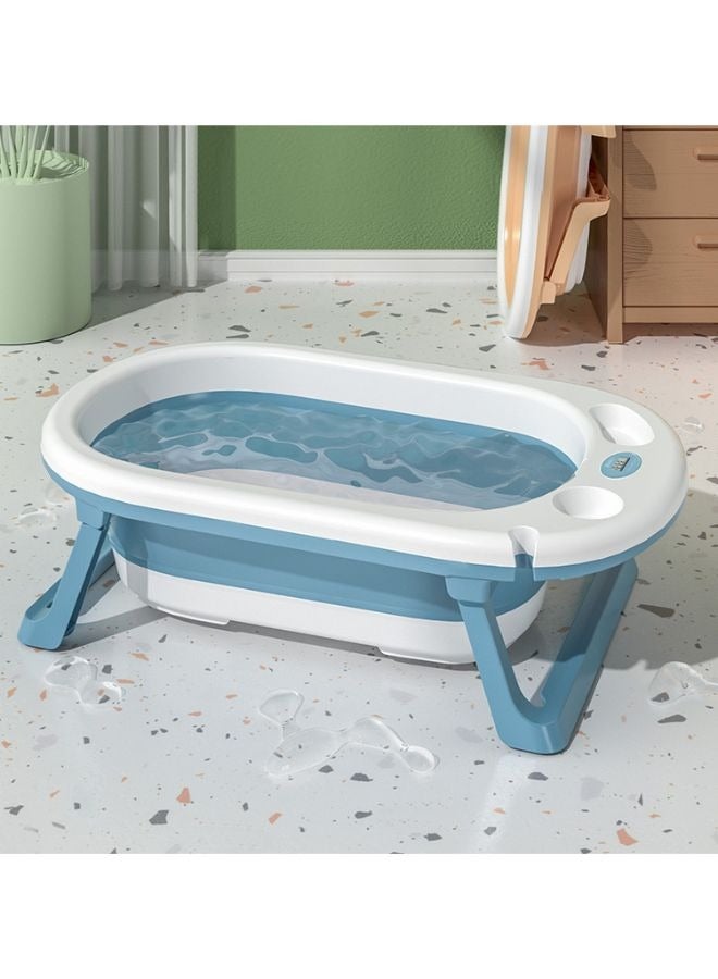 TEN-M JOURNEY Baby Bathtub With Anti Slip Pads Temperature Monitor Bathing Tub Infant Shower Foldable Bath Tub for Kids Tub 0M+ Blue - Image 1