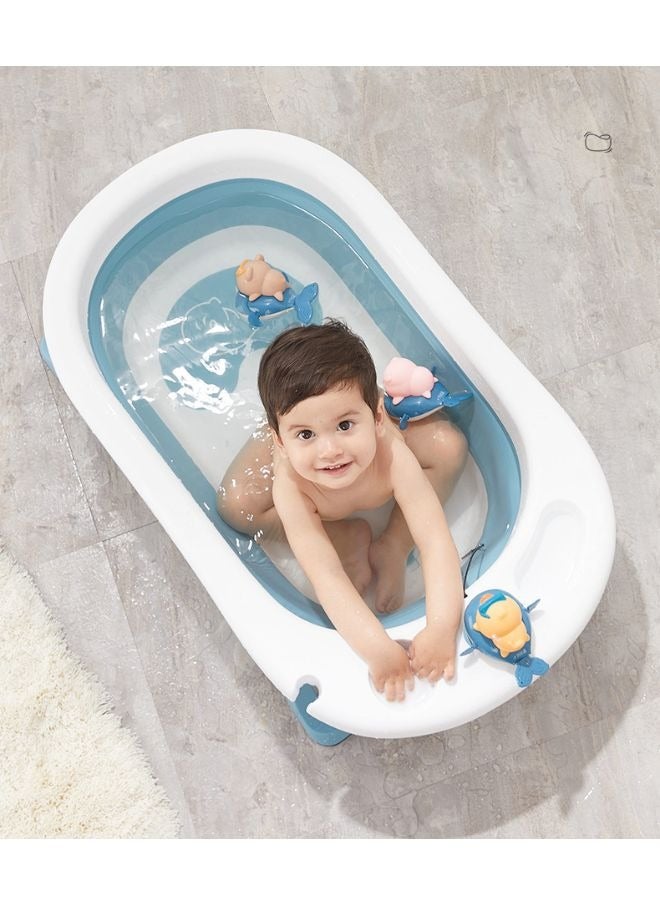 TEN-M JOURNEY Baby Bathtub With Anti Slip Pads Temperature Monitor Bathing Tub Infant Shower Foldable Bath Tub for Kids Tub 0M+ Blue - Image 3