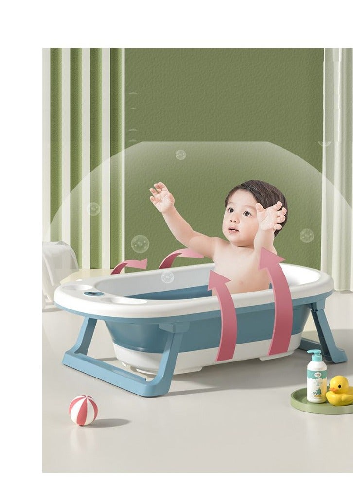 TEN-M JOURNEY Baby Bathtub With Anti Slip Pads Temperature Monitor Bathing Tub Infant Shower Foldable Bath Tub for Kids Tub 0M+ Blue - Image 2
