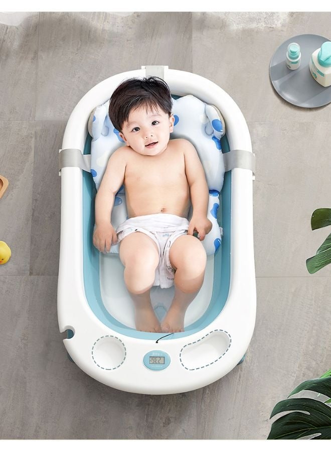 TEN-M JOURNEY Baby Bathtub With Anti Slip Pads Temperature Monitor Bathing Tub Infant Shower Foldable Bath Tub for Kids Tub 0M+ Blue - Image 4