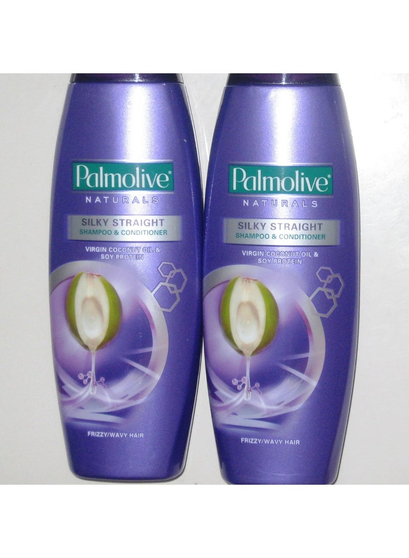 Lot of 2 Palmolive Naturals Silky Straight Shampoo & Conditioner Frizzy/Wavy Hair 180ml