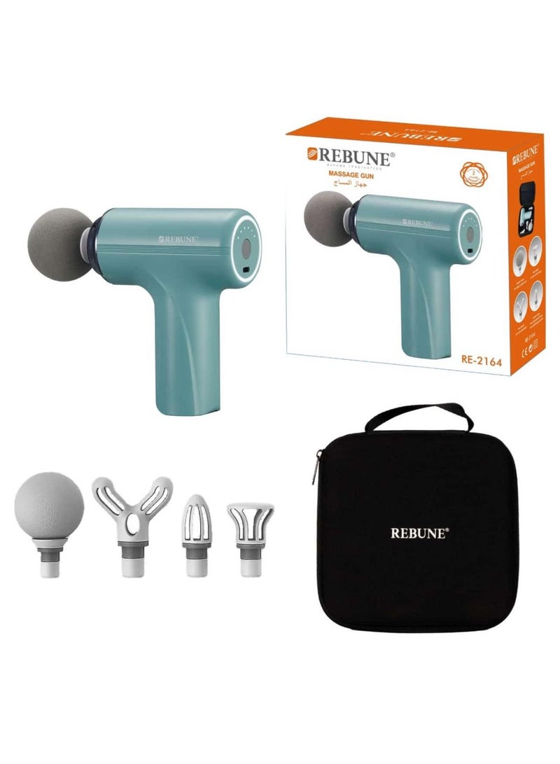 ريبون ریبون جهاز مساج وتدليك العضلات بحجم صغير محمول بـ 6 سرعات قابل للشحن مع 4 روؤس قابلة للتغيير