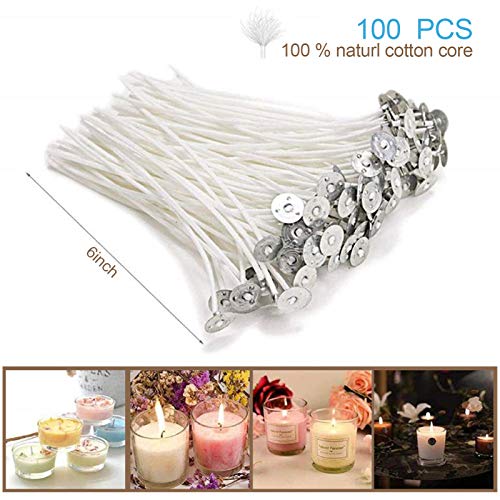 DINGPAI 100pcs Cotton Candle Wicks, 6 inches Low Smoke Pre-Waxed Wicks for Candle Making, DIY - Image 3