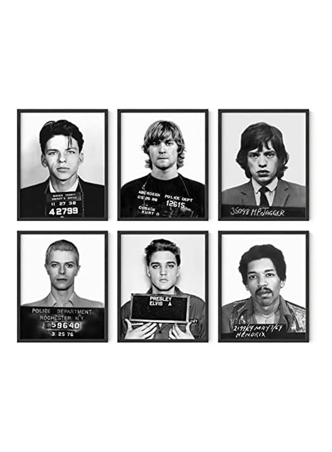 EKA Celebrity Mugshots Poster Rock Posters Vintage- Kurt Cobain Poster Mick Jagger Mugshot Elvis Poster Jimi Hendrix Poster David Bowie Poster Frank Sinatra Mugshot Poster UNFRAMED (8"x10") - Image 1