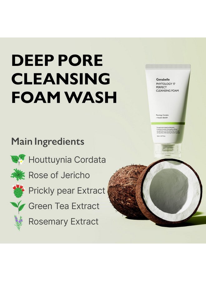 Genabelle Phytology 17 Perfect Cleansing Foam - Skin-Soothing Gentle Coconut-Derived Cleanser, Luxurious Rich Foam for Deep Cleansing, Pore Cleansing & Soothing Sensitive Skin - Image 3