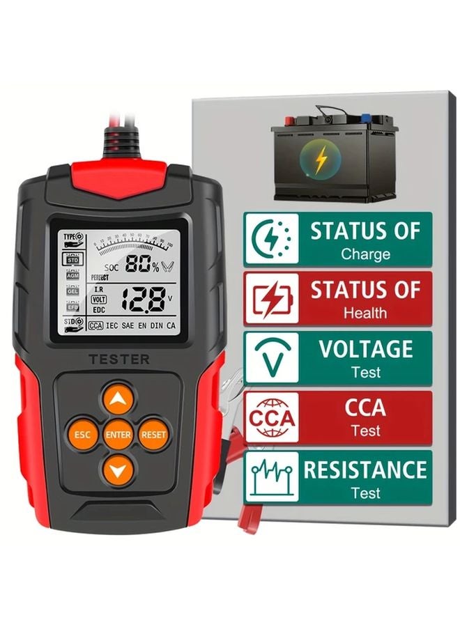 محلل بطارية أصفر 12 فولت 24 فولت، اختبار رقمي لقياس SOH وSOC وCCA وIR للسيارات والشاحنات والدراجات النارية - Image 2