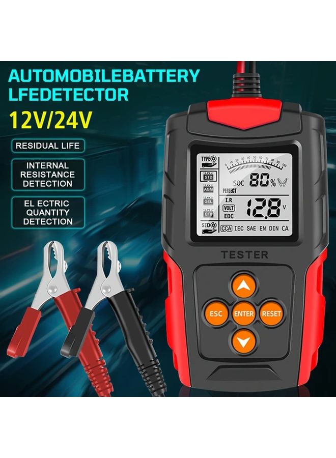 محلل بطارية أصفر 12 فولت 24 فولت، اختبار رقمي لقياس SOH وSOC وCCA وIR للسيارات والشاحنات والدراجات النارية - Image 3