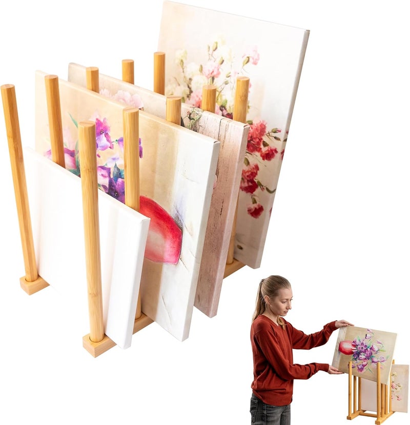 ODOXIA Art Storage Rack | Store Your Artwork Safely | Art Organizer | Optimize Your Artistic Space | Canvas Storage | Bamboo Wood Storage For Canvases - Image 1