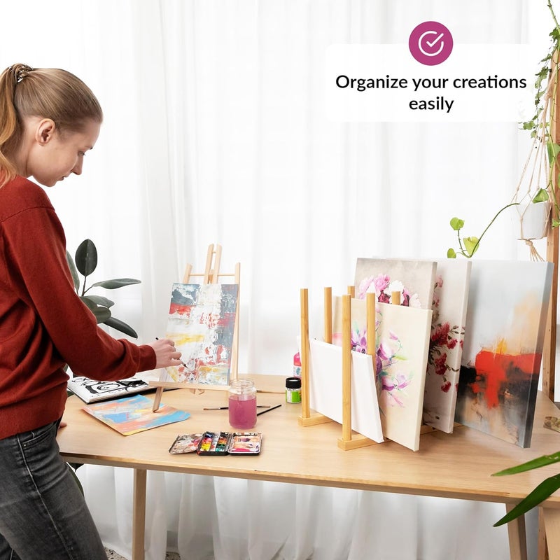 ODOXIA Art Storage Rack | Store Your Artwork Safely | Art Organizer | Optimize Your Artistic Space | Canvas Storage | Bamboo Wood Storage For Canvases - Image 2